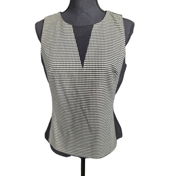 White House Black Market Tops - White House Black Market Houndstooth Top NWT Size 6 Zip Shell Shirt Sleeveless